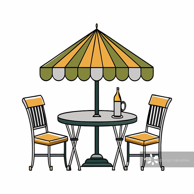 户外餐厅桌椅剪影图片素材