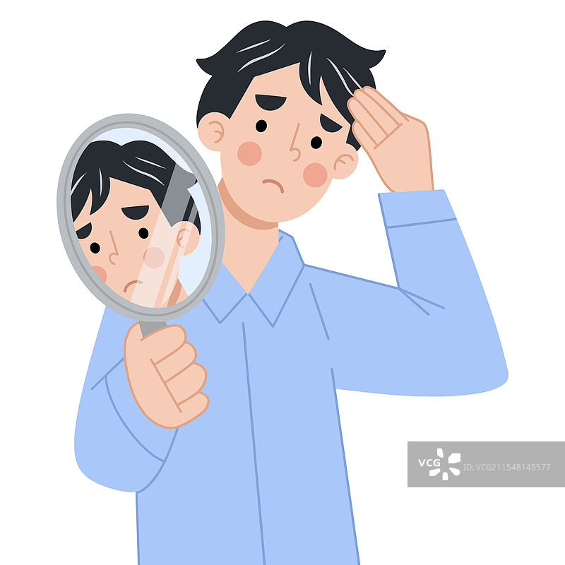 年轻男子与灰发问题图片素材