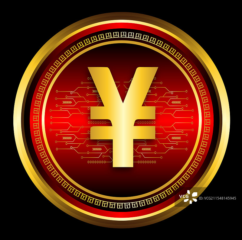奢华的黄金人民币数字货币符号图片素材
