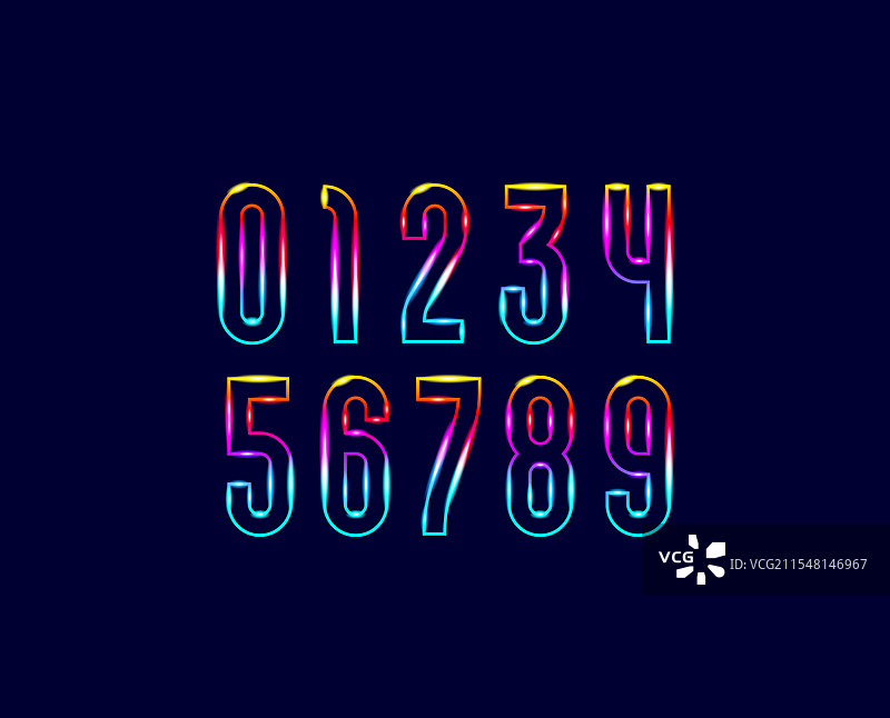 发光字体时尚明亮现代生动的数字图片素材