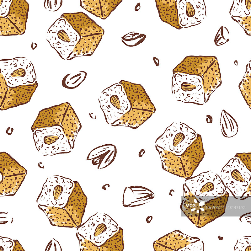 阿拉伯甜点巴斯布萨无缝图案图片素材