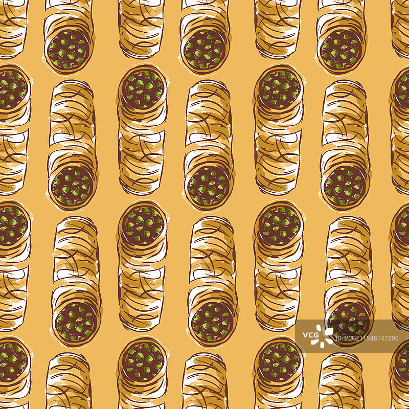 阿拉伯巴克拉瓦甜点无缝图案图片素材