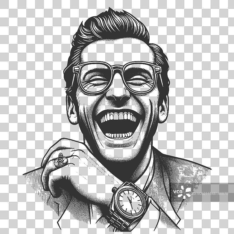 戴眼镜的笑脸雕刻图片素材