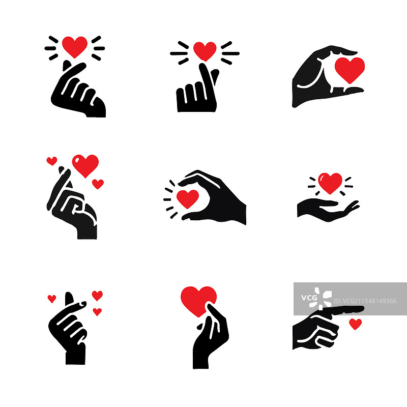 手中爱的剪影图片素材