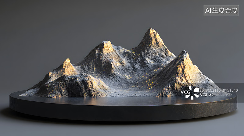 【AI数字艺术】3D渲染灰色山地高山模型图片素材