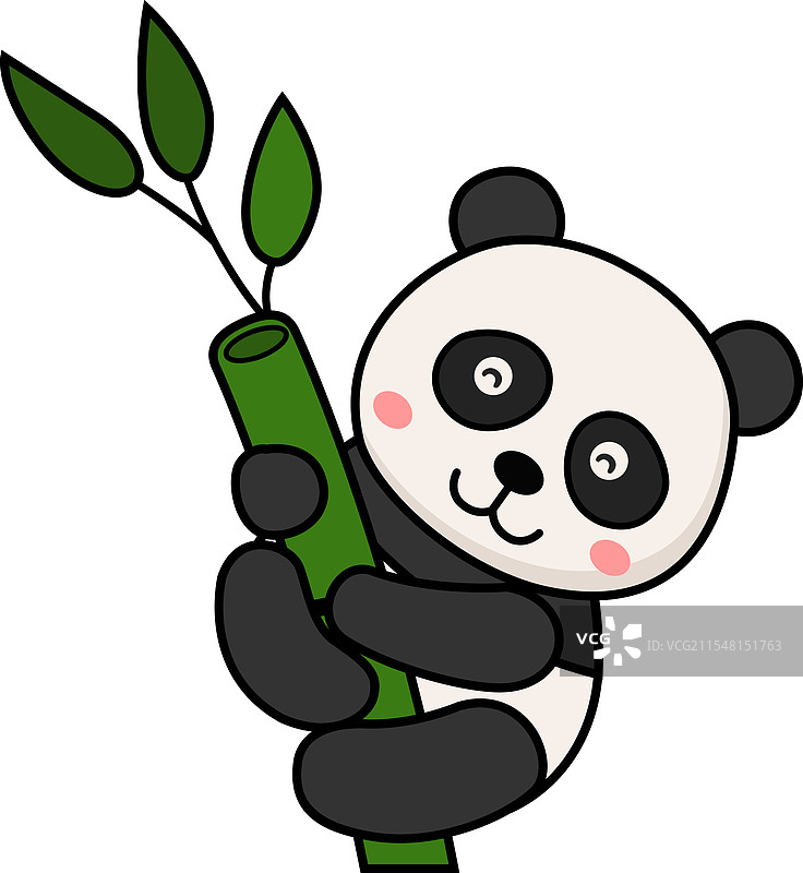 可爱的卡通熊猫角色在白色背景上图片素材