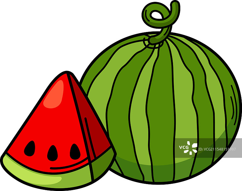 白色背景上的西瓜轮廓图片素材