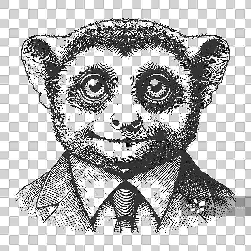 穿着西装和领带的狨猴雕刻图图片素材