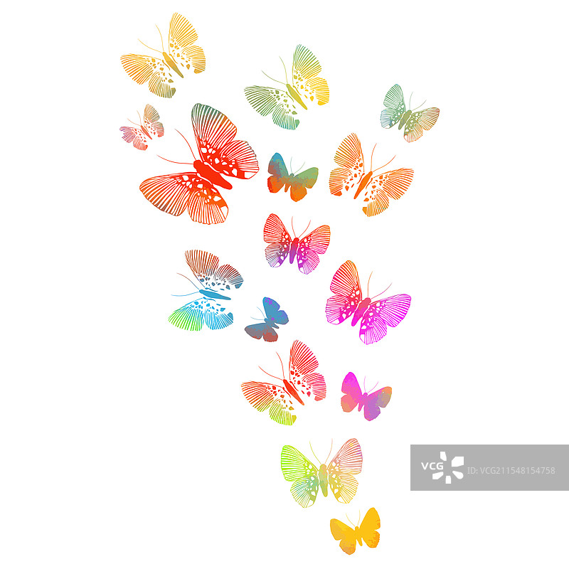 手绘彩色蝴蝶非人工智能作品图片素材