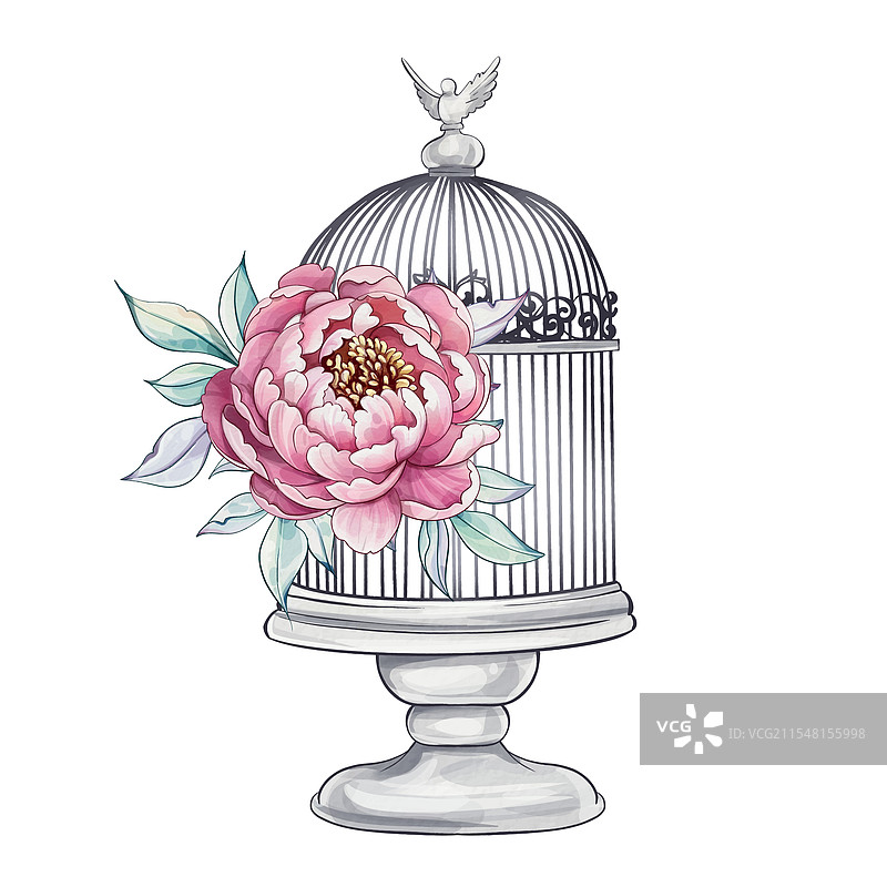 一幅精美的水彩画展示了一个图片素材