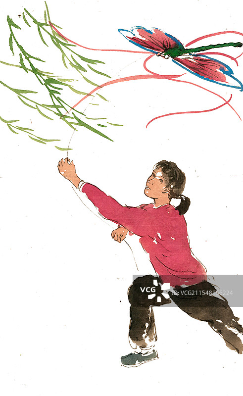 放风筝的小女孩图片素材