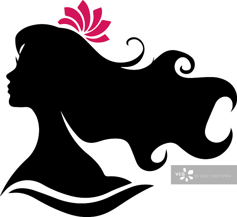 一个有头发的女性剪影图片素材