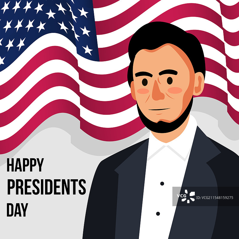 在美国国旗背景下的快乐总统日图片素材