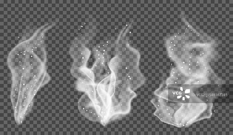 一组半透明的白色烟雾云彩图片素材