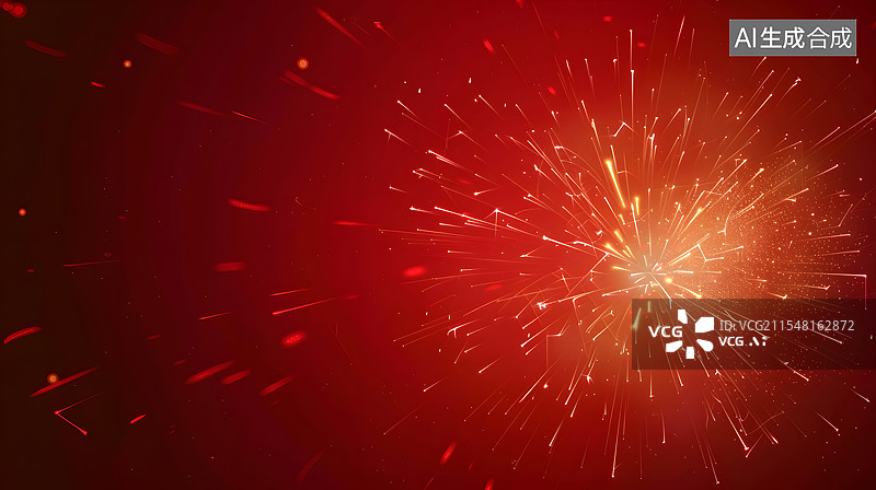 【AI数字艺术】红色喜庆烟花庆祝活动背景图片素材