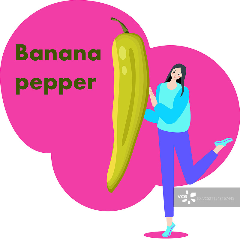 一位女性手持香蕉辣椒图片素材