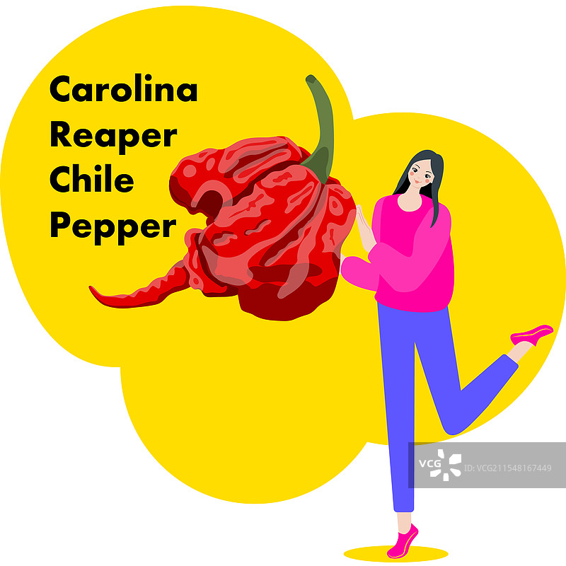 一位女性手持卡罗来纳死神辣椒图片素材