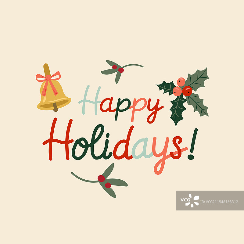 冬季假期贺卡，手写字母设计图片素材