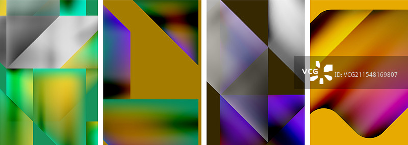 一组色彩丰富的几何海报 - 圆形图案图片素材