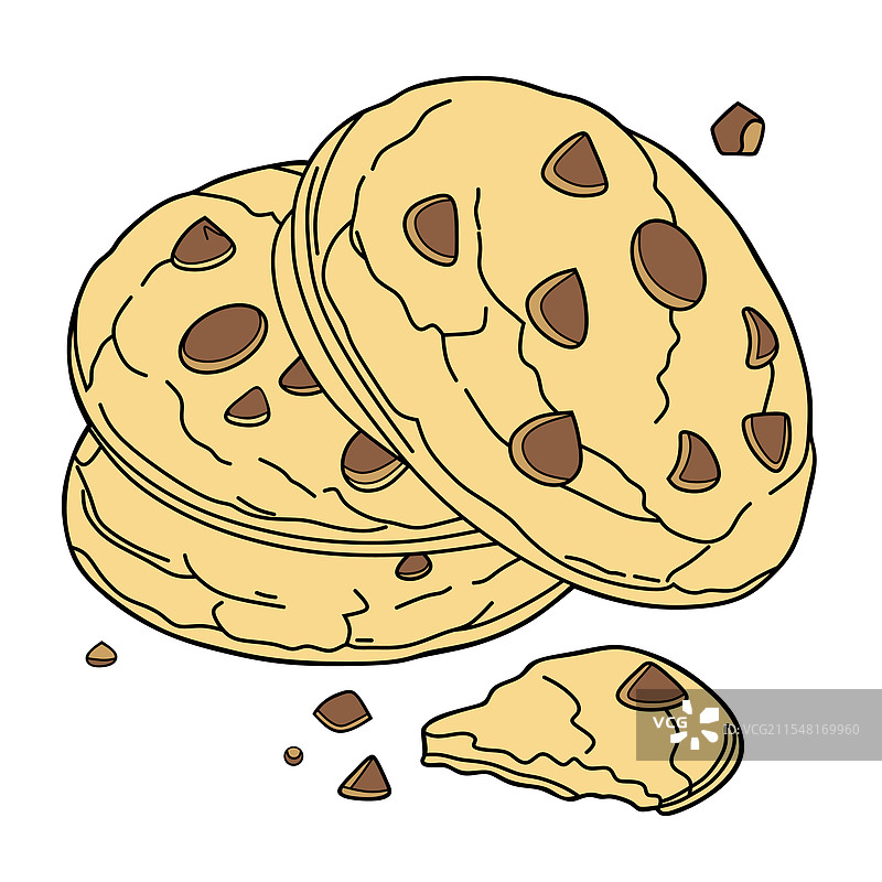手绘巧克力碎片饼干图片素材