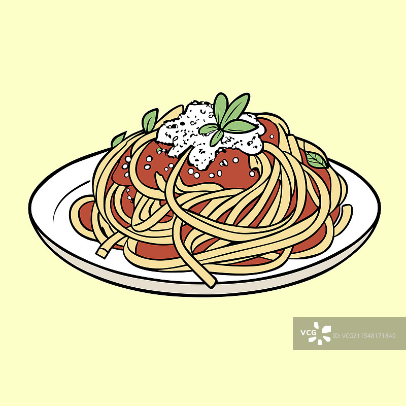 一盘意大利面配番茄酱和奶酪图片素材