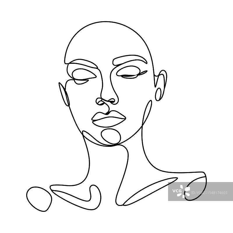 简约线条艺术女性肖像图片素材