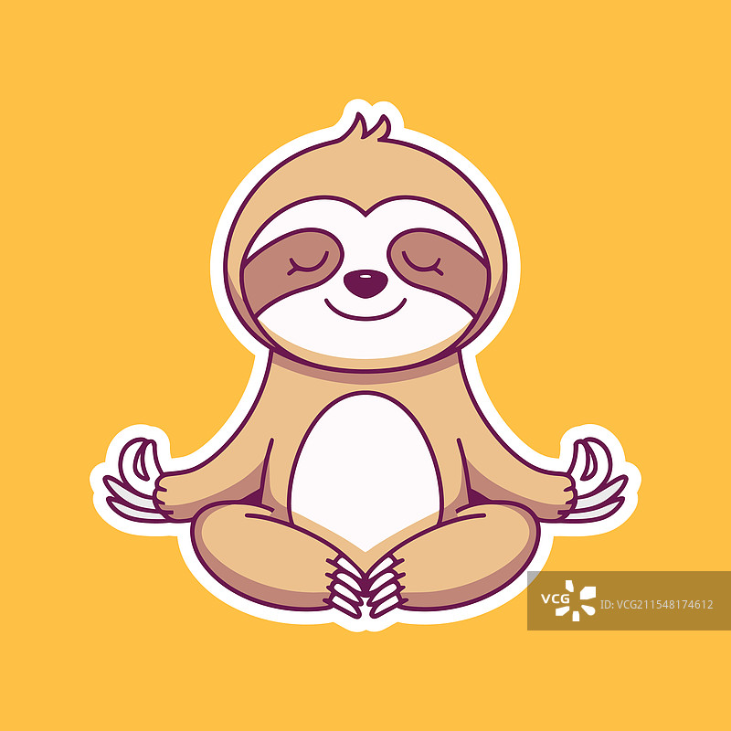 可爱的树懒以冥想姿势，适合孩子们欣赏图片素材