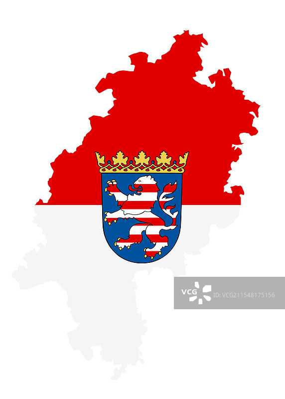黑森州地图和旗帜轮廓图片素材