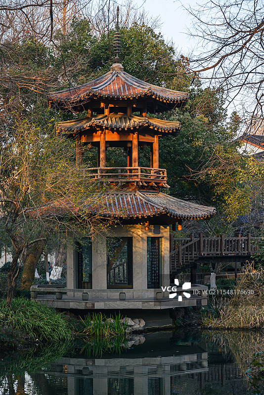 杭州西湖曲院风荷黄昏图片素材