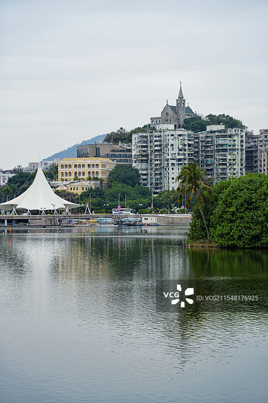 澳门南湾湖与主教山小堂/海崖圣母小堂图片素材