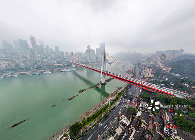 重庆东水门长江大桥航拍视角图片素材