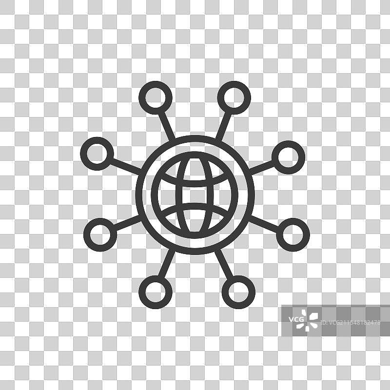 中心网络图标，线条设计图片素材