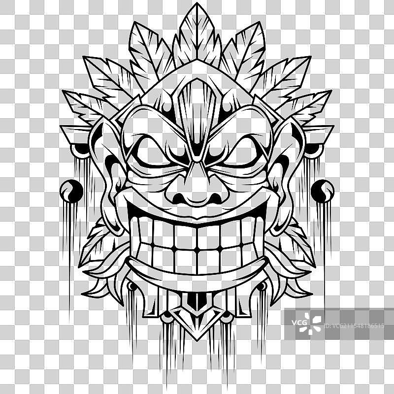 手绘的提基面具图片素材