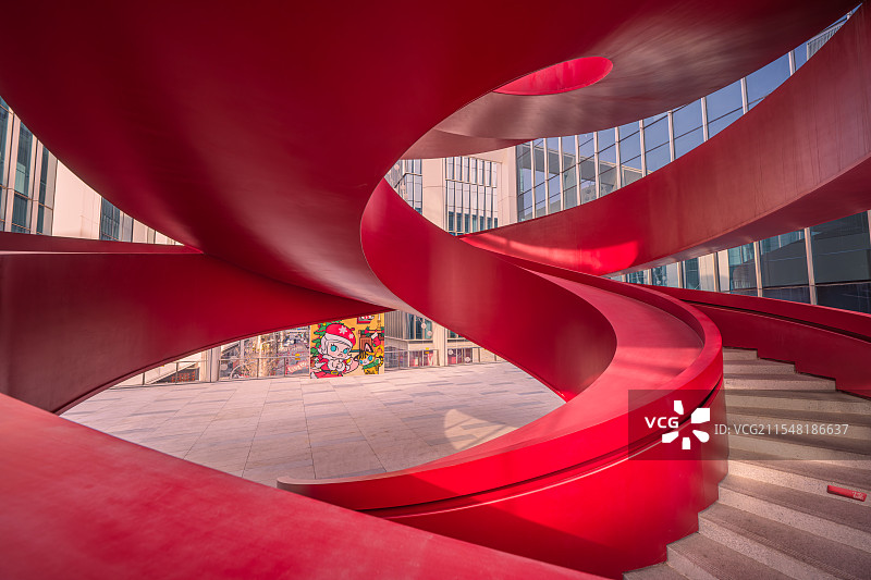 莫比乌斯之环，前滩四方城，一抹红色图片素材