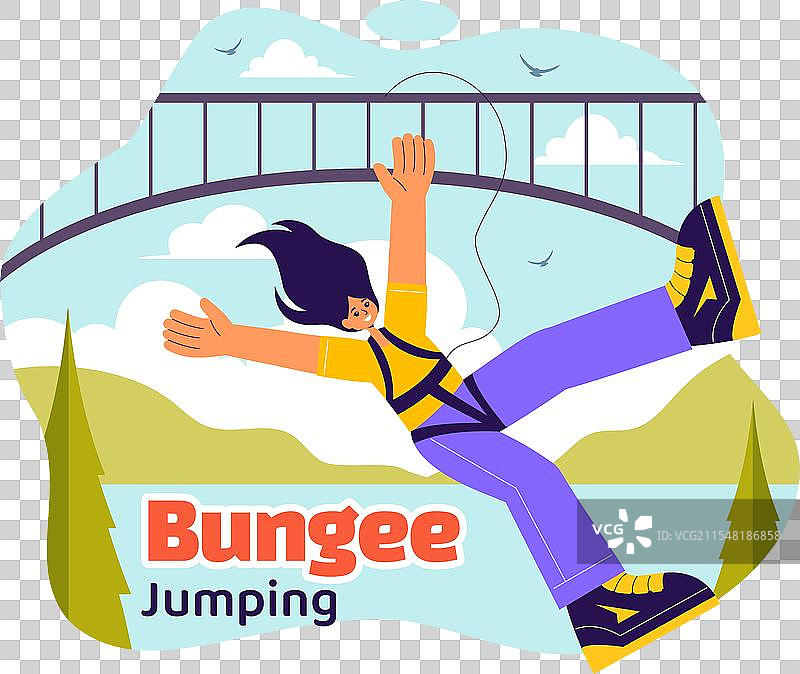 蹦极跳，展示一个人从高处坠落图片素材