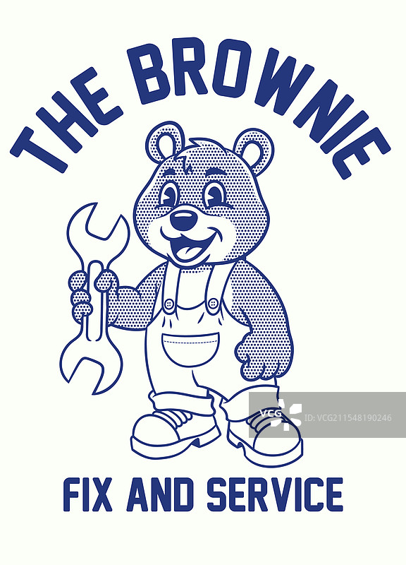 熊机械师吉祥物角色的衬衫设计图片素材