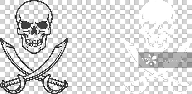 黑白色的骷髅与十字准星交叉剑图片素材