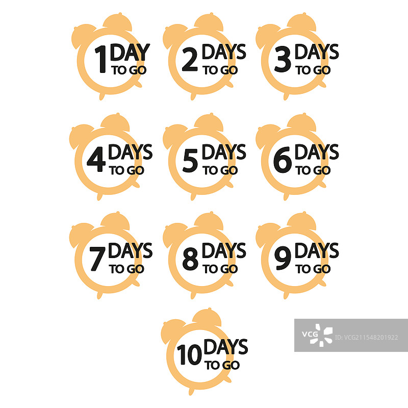 倒计时钟设置为一到十，黄色图片素材