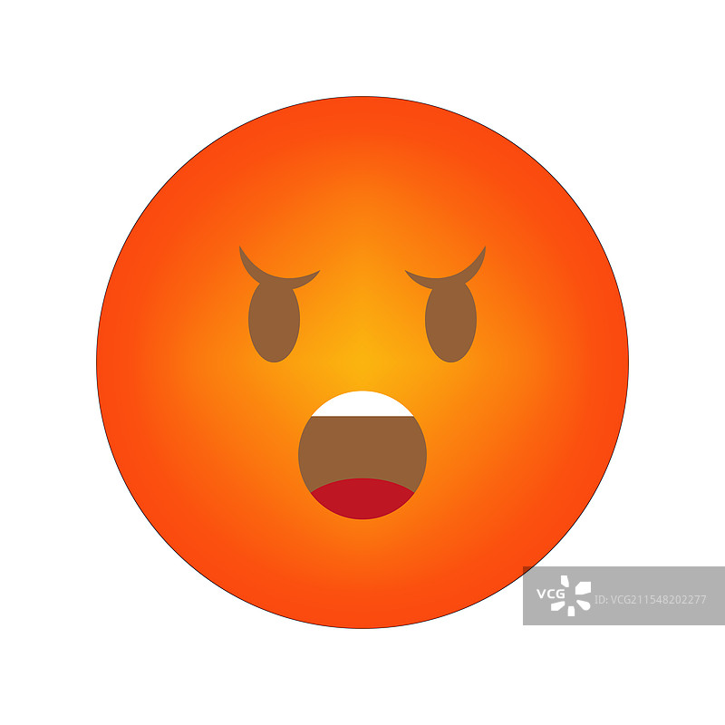 愤怒的表情符号，橙色的愤怒面孔，情感丰富图片素材