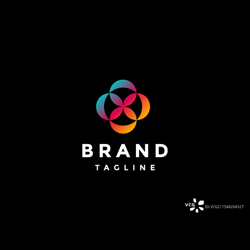 色彩斑斓的盛开花朵标志设计图片素材