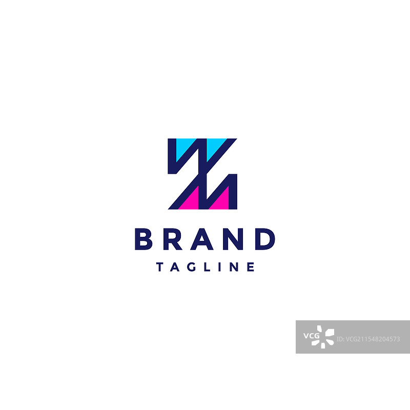 简单多彩的字母WM首字母标志设计图片素材