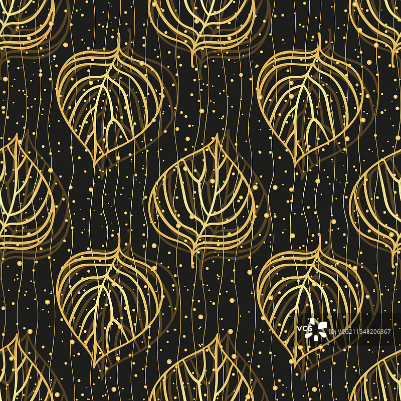 无缝图案与涂鸦金色渐变图片素材