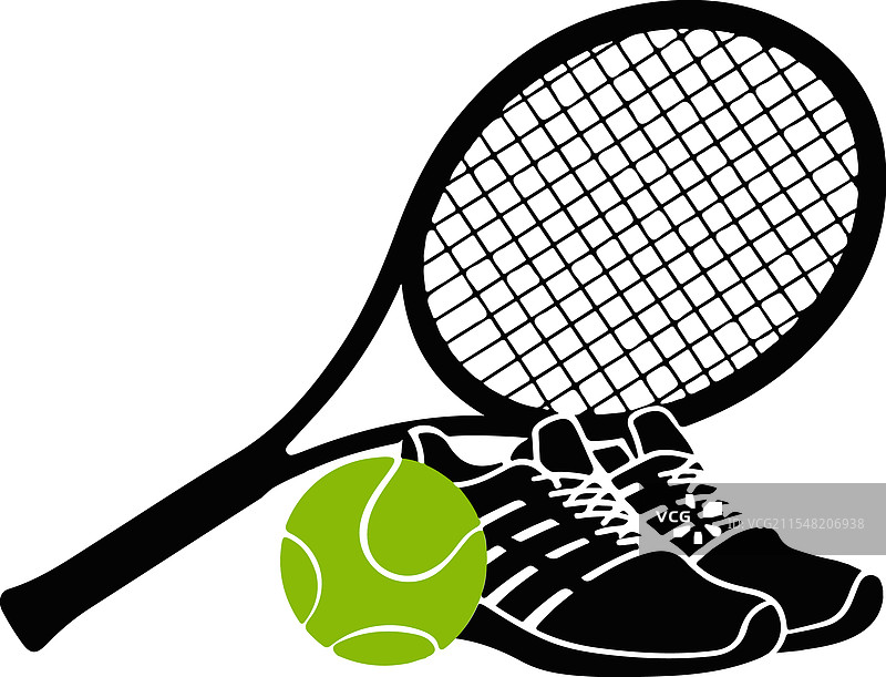 网球装备剪影系列图片素材