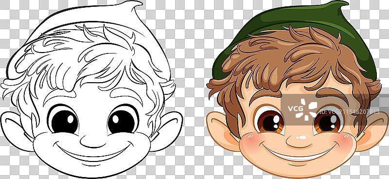 顽皮快乐表情的卡通精灵男孩图片素材