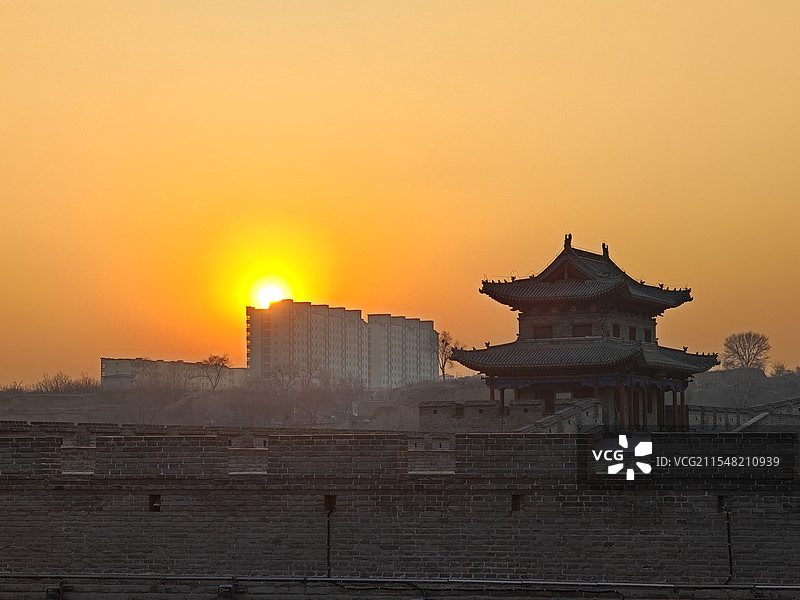 山西忻州古城黄昏图片素材