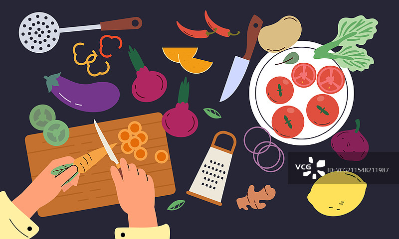 食物烹饪的俯视背景图片素材