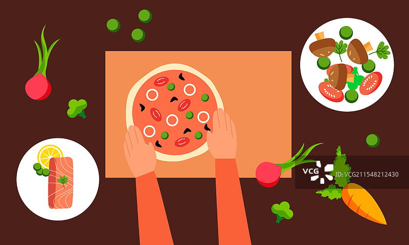 食物烹饪的俯视背景图片素材