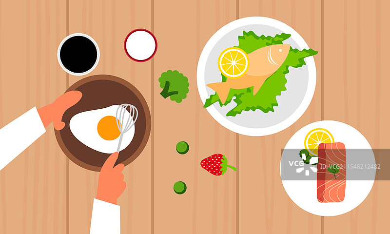 食物烹饪的俯视背景图片素材