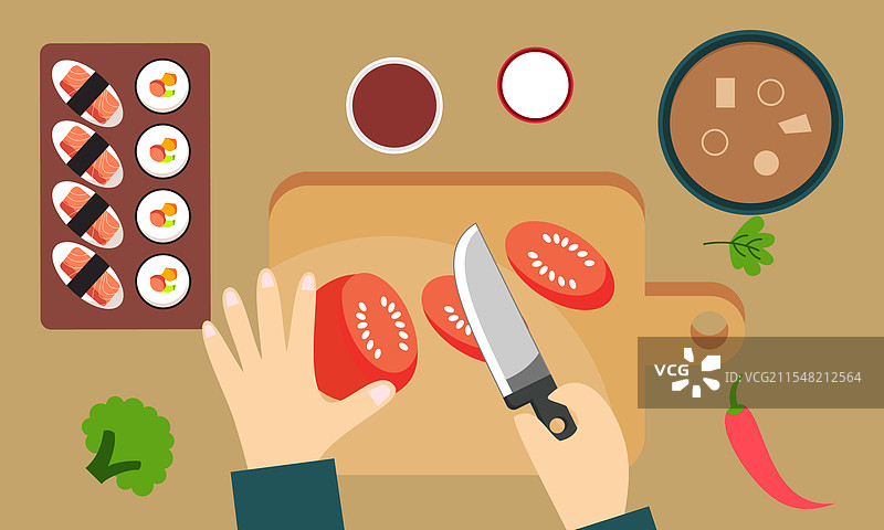 食物烹饪的俯视背景图片素材