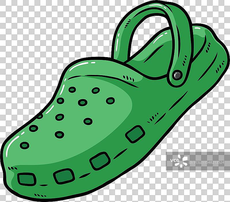 卡通绿色木屐拖鞋图片素材